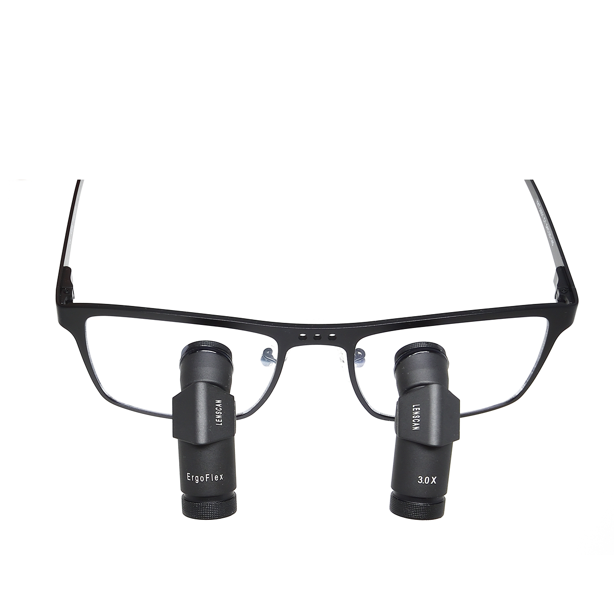 black loupes glasses on white background