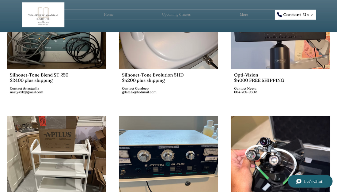 Image of Swanson's used equipment page showing a few items that are currently for sale