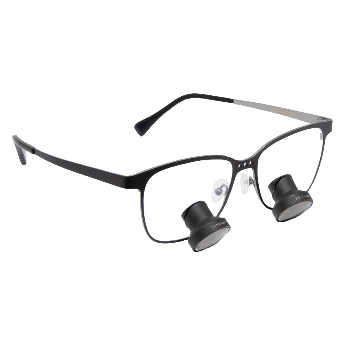 Glasses with magnifiers attached