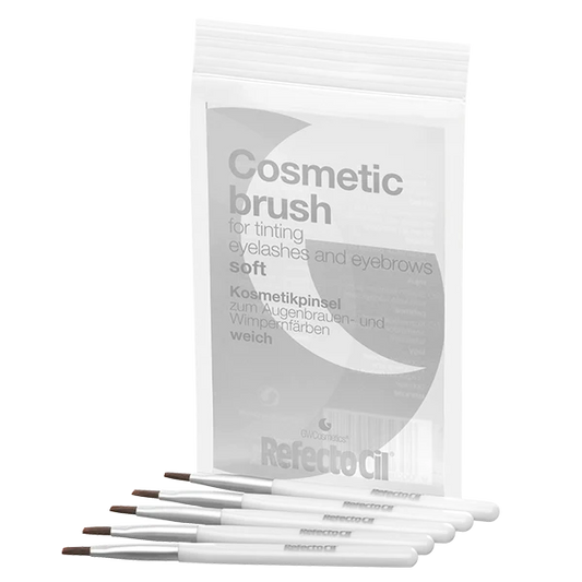 Refectocil Cosmetic Brush for tinting eyelashes and eyebrows, soft silver brush with fine bristles for precise application of tint.