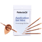 RefectoCil Application Set Mini (5/Pouch) with 5 unbreakable tinting dishes and 5 comb application sticks for flawless tinting, A & E Beauty Supplies. White pouch with brown applicators
