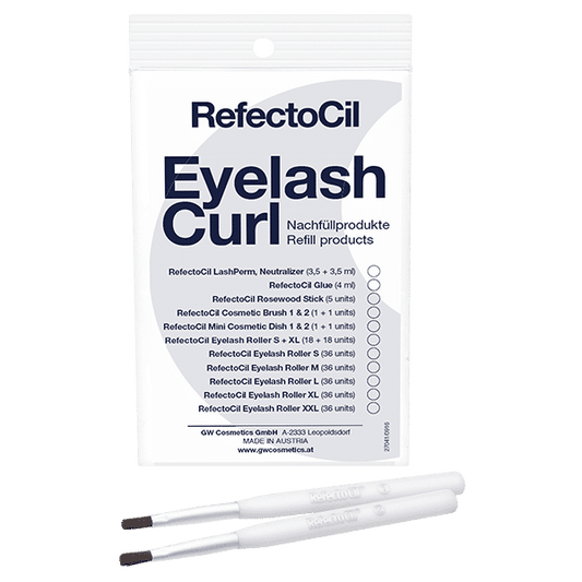 RefectoCil Eyelash Curl Cosmetic Brush 1 & 2 for professional lash perming and neutralizing, available at A & E Beauty Supplies.
rush 1 is for applying the Lashperm solution, while Brush 2 is designed for the Neutralizer. These brushes ensure precise and even application, ideal for lash treatments.