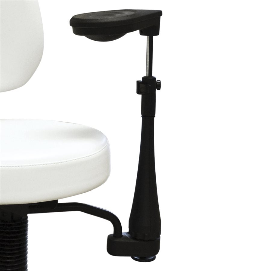 "Elbow Supports by PosiFlex Success, featuring adjustable tension and rotating caps for mobility and ergonomic support during precision tasks like electrolysis."