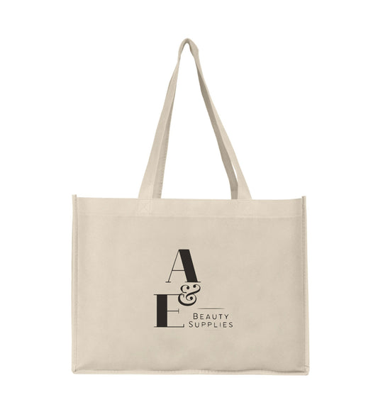 A & E Eco-Friendly Recyclable Tote Bag, durable and sustainable for daily use. 
12"x 16