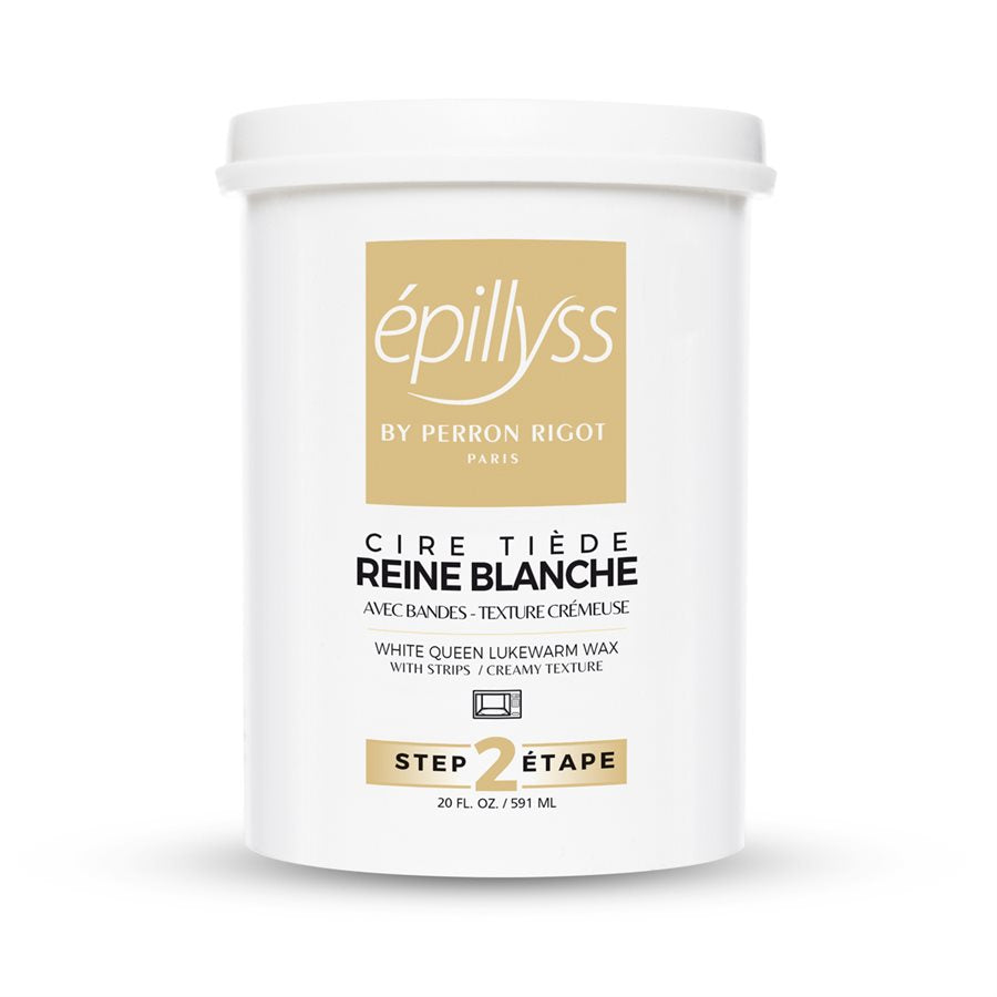 "Epillyss warm wax, tub that come in 10 scents, 591ml/20oz, ideal for professional waxing treatments with a pleasant fragrances this is white queen ."