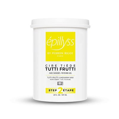 "Epillyss warm wax, tub that come in 10 scents, 591ml/20oz, ideal for professional waxing treatments with a pleasant fragrances this is tutti fruiti ."