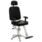 "Black hydraulic makeup chair with adjustable height and a sleek modern design for beauty treatments."