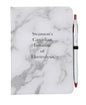 Swanson's Canadian Institute of Electrolysis Notebook with A & E pen included. Marble design and black pages for note taking
