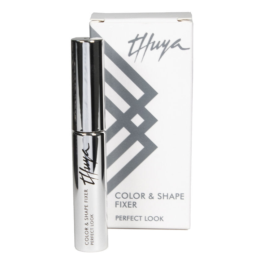 Thuya Color Shape Fixer for lash and brow treatments, enhancing precision and styling, available at A & E Beauty Supplies.
White box with sleek round shiny container