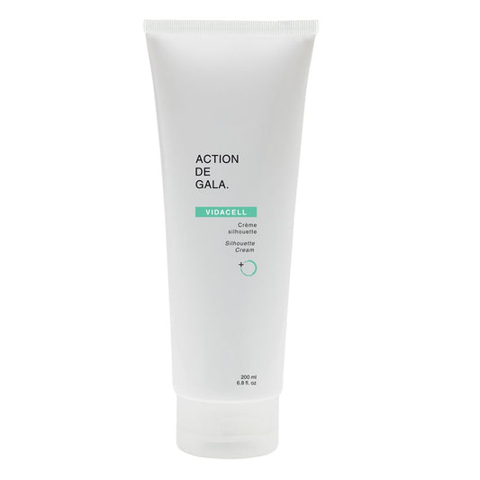 A 200ml tube of Vidacell Silhouette Cream by Action de Gala, a firming cream designed to reduce cellulite and improve skin elasticity, perfect for body treatments, available at A & E Beauty Supplies
